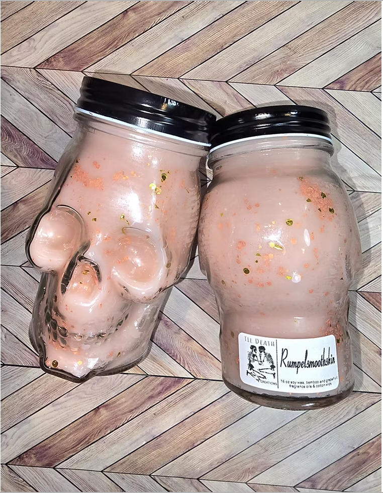 Til Death Creations Rumpelsmoothskin skull-jar candle